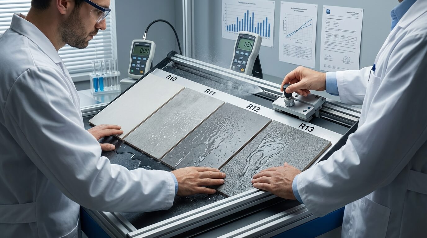 Normes sécurité carrelage antidérapant R10 R13