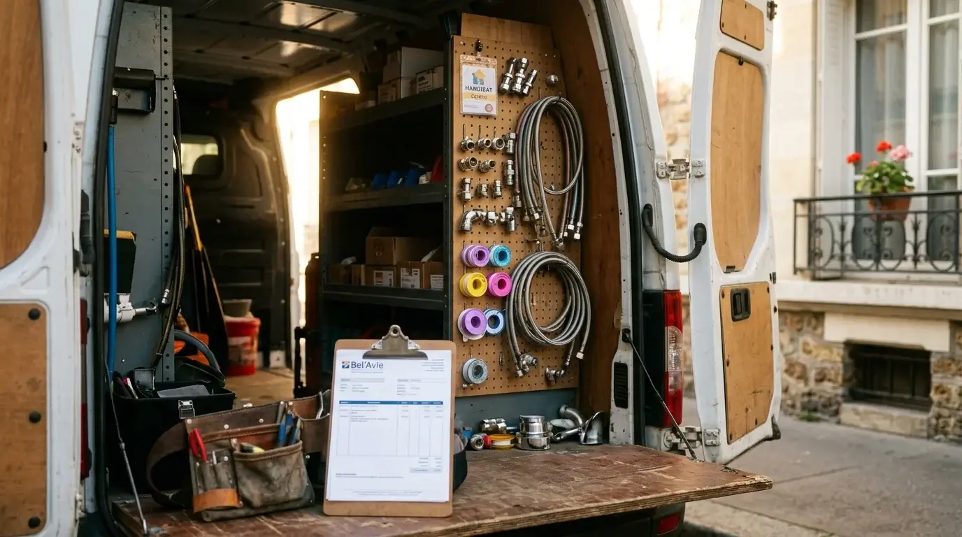 Artisan plombier certifié Handibat installation robinetterie PMR