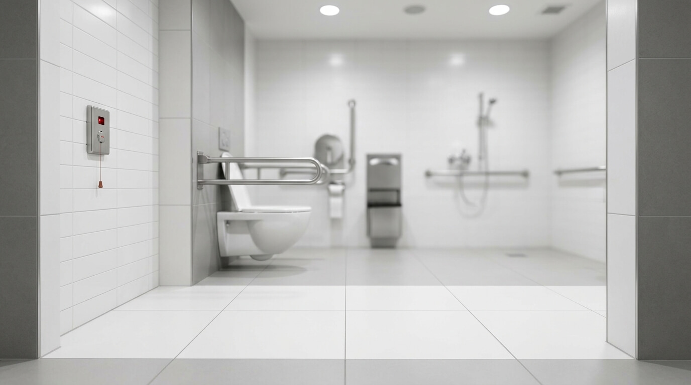 Sanitaire accessible ERP lumineux espace dégagé confort PMR