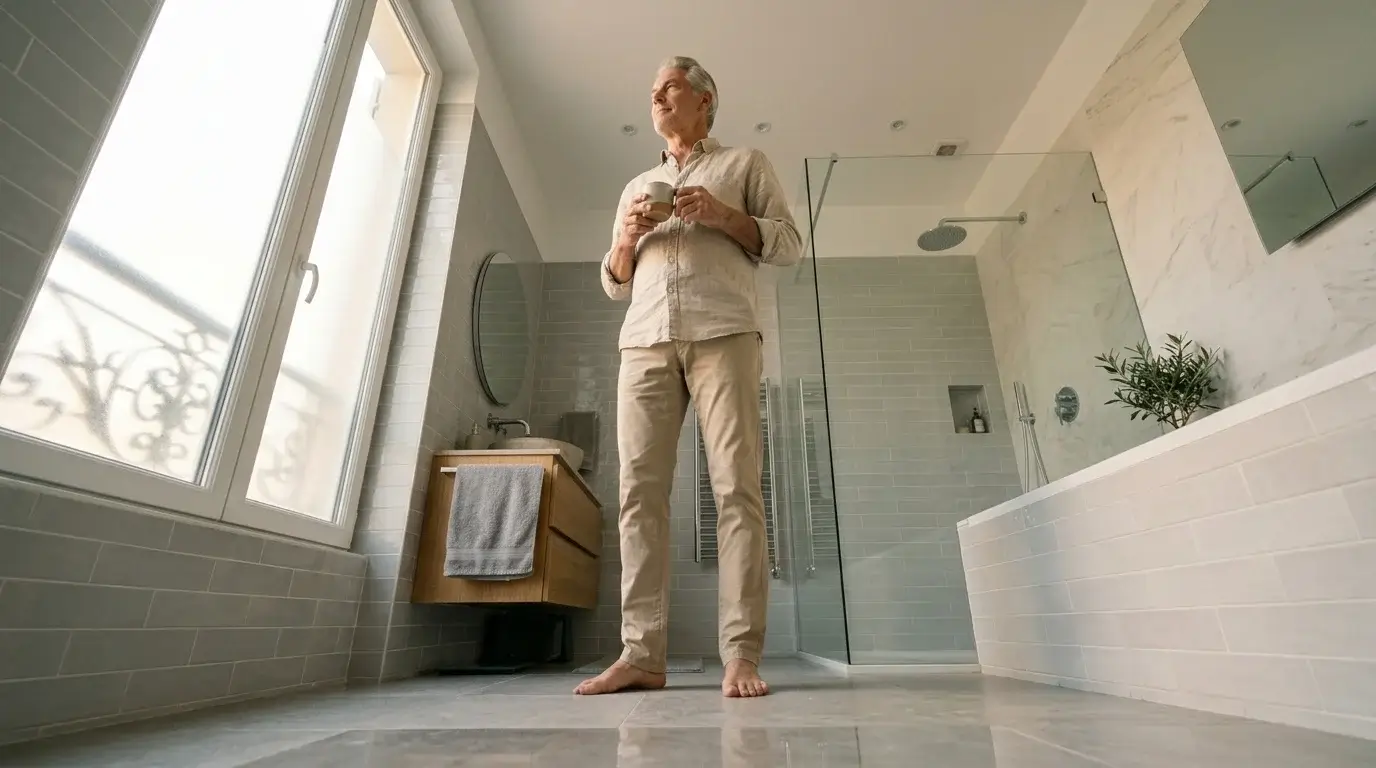 Senior actif autonomie salle de bain domicile confort