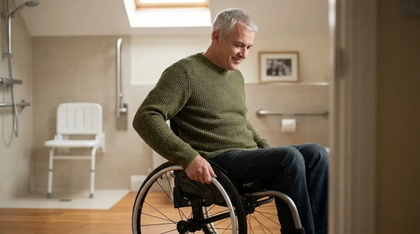 Espace manœuvre fauteuil salle bain adaptée