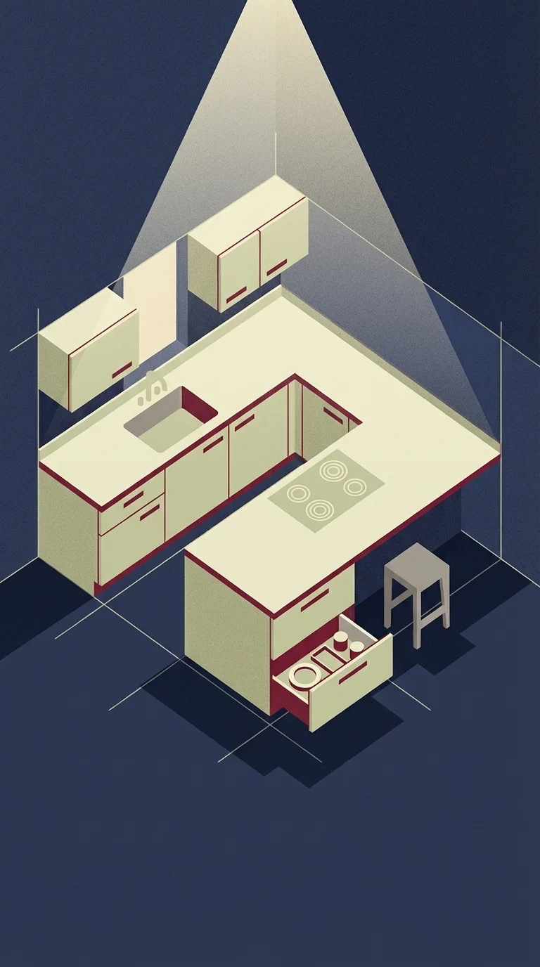 Adaptation standard de cuisine PMR et seniors avec évier, rangements et plan de travail