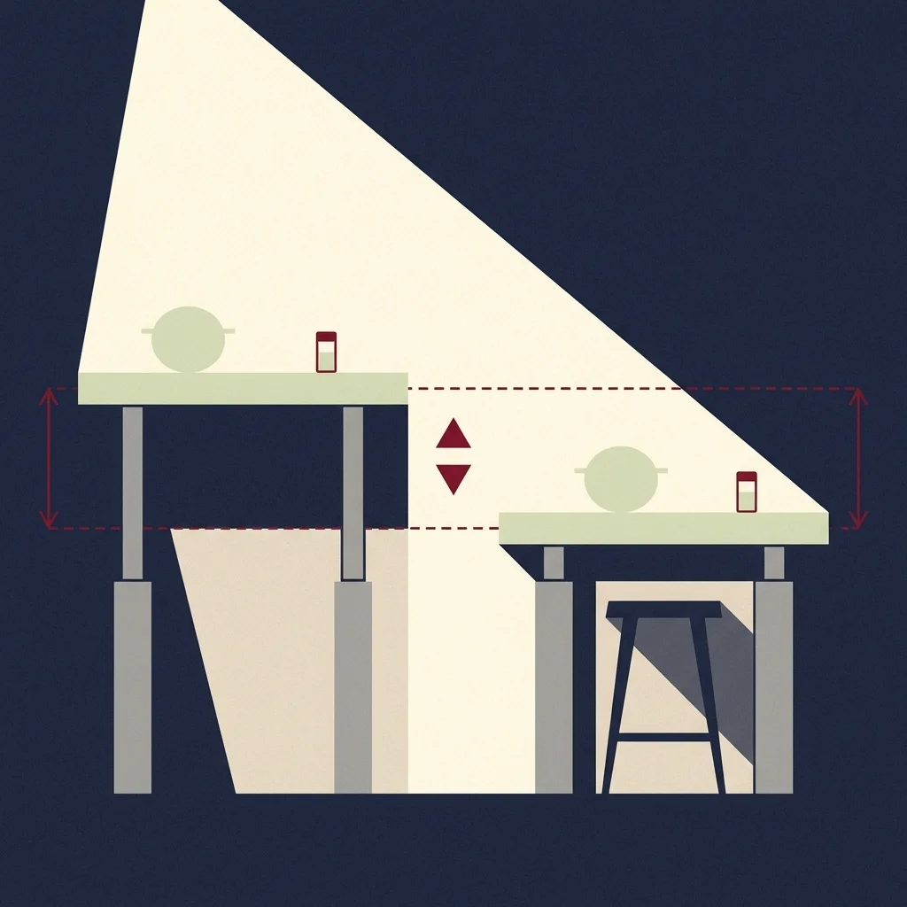 Plan de travail réglable en hauteur pour cuisine PMR et seniors