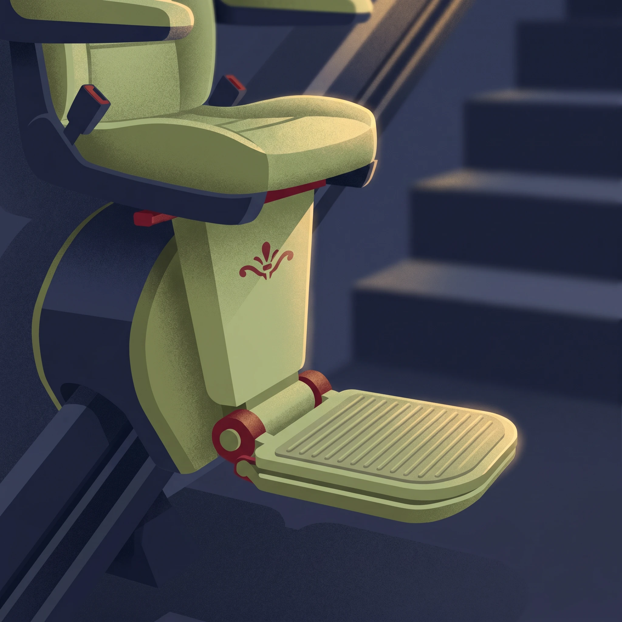 Repose-pieds antidérapant et relevable d'un monte-escalier