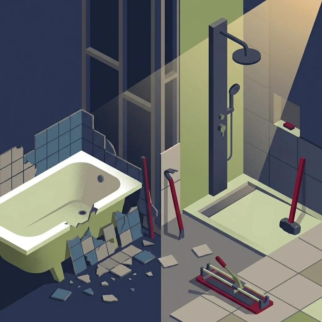 Remplacement de baignoire par une douche sécurisée