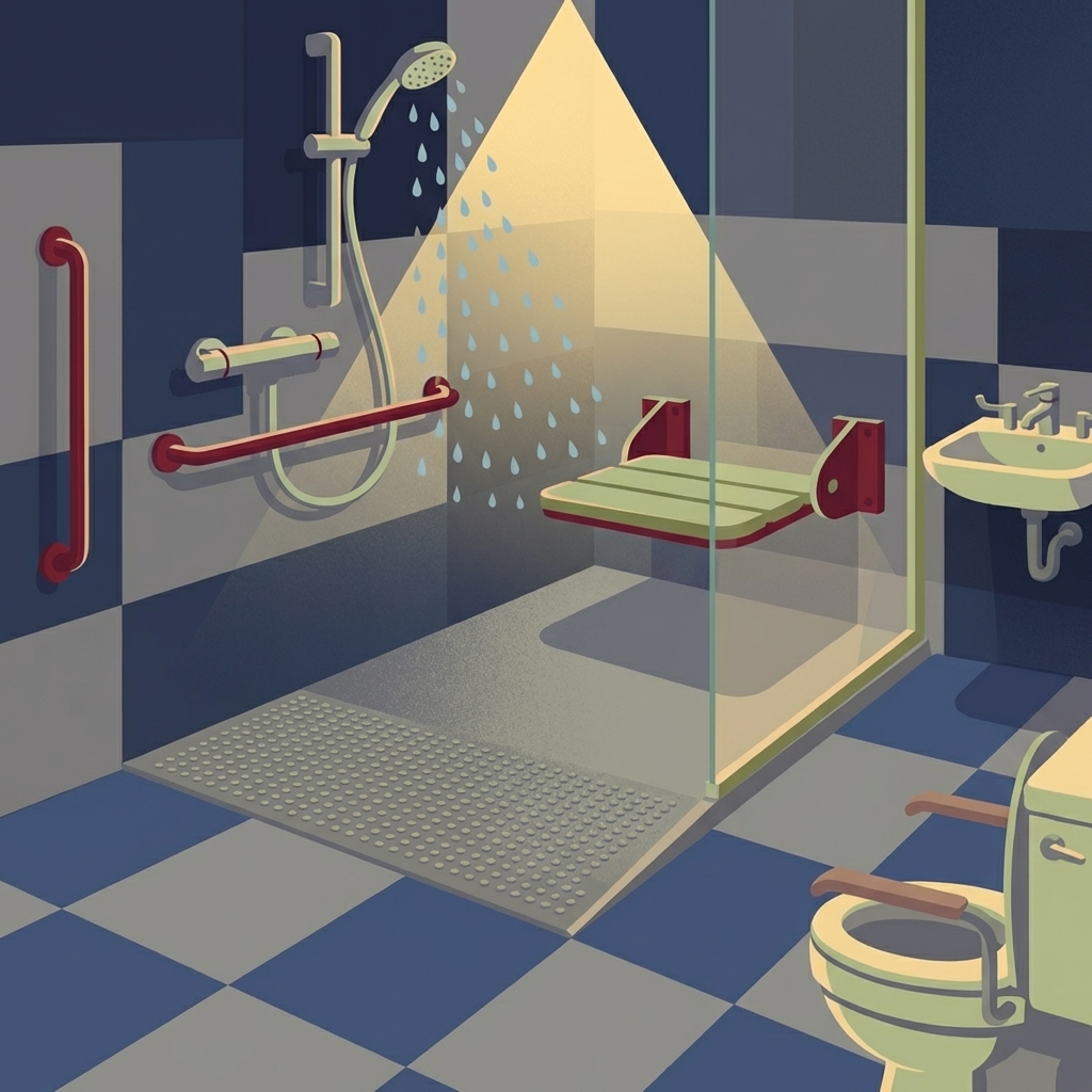 Siège de douche rabattable pour senior et PMR