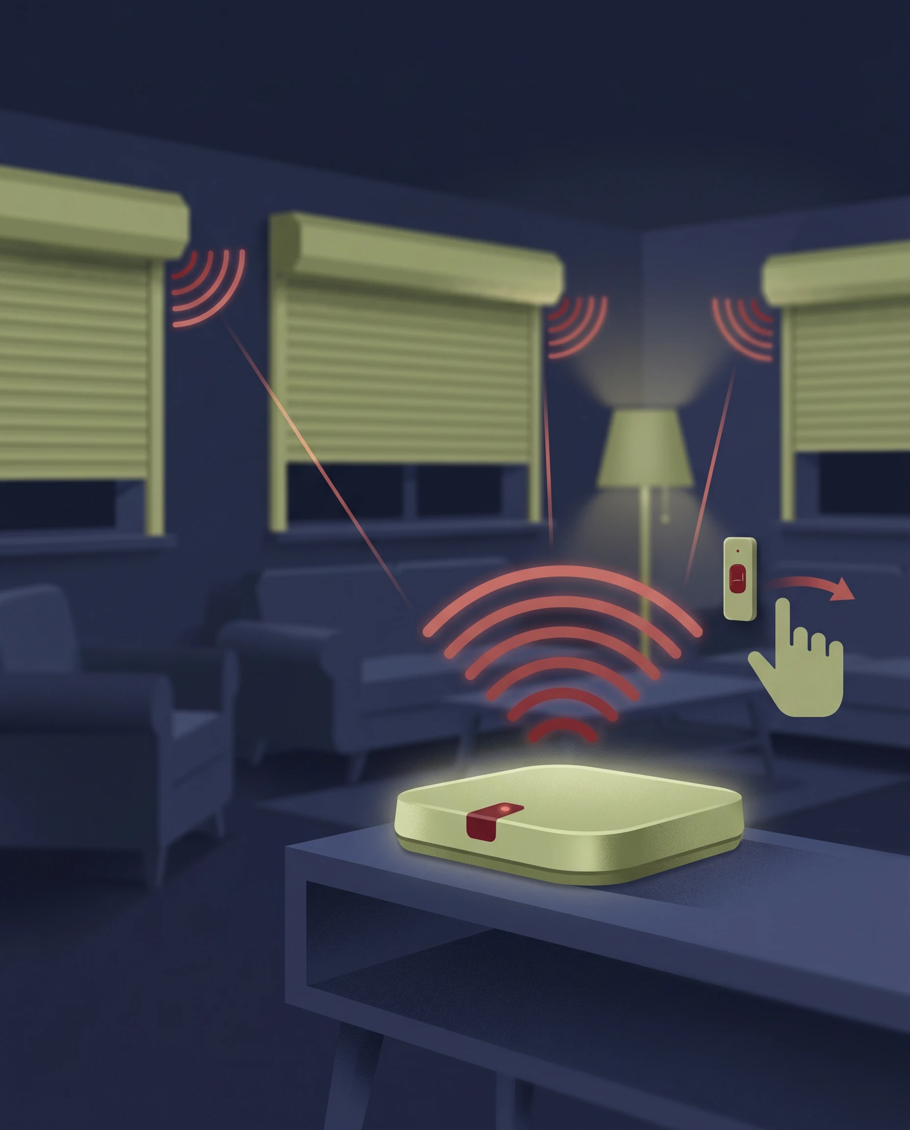 Box domotique qui centralise et pilote tous les volets roulants de la maison par ondes radio