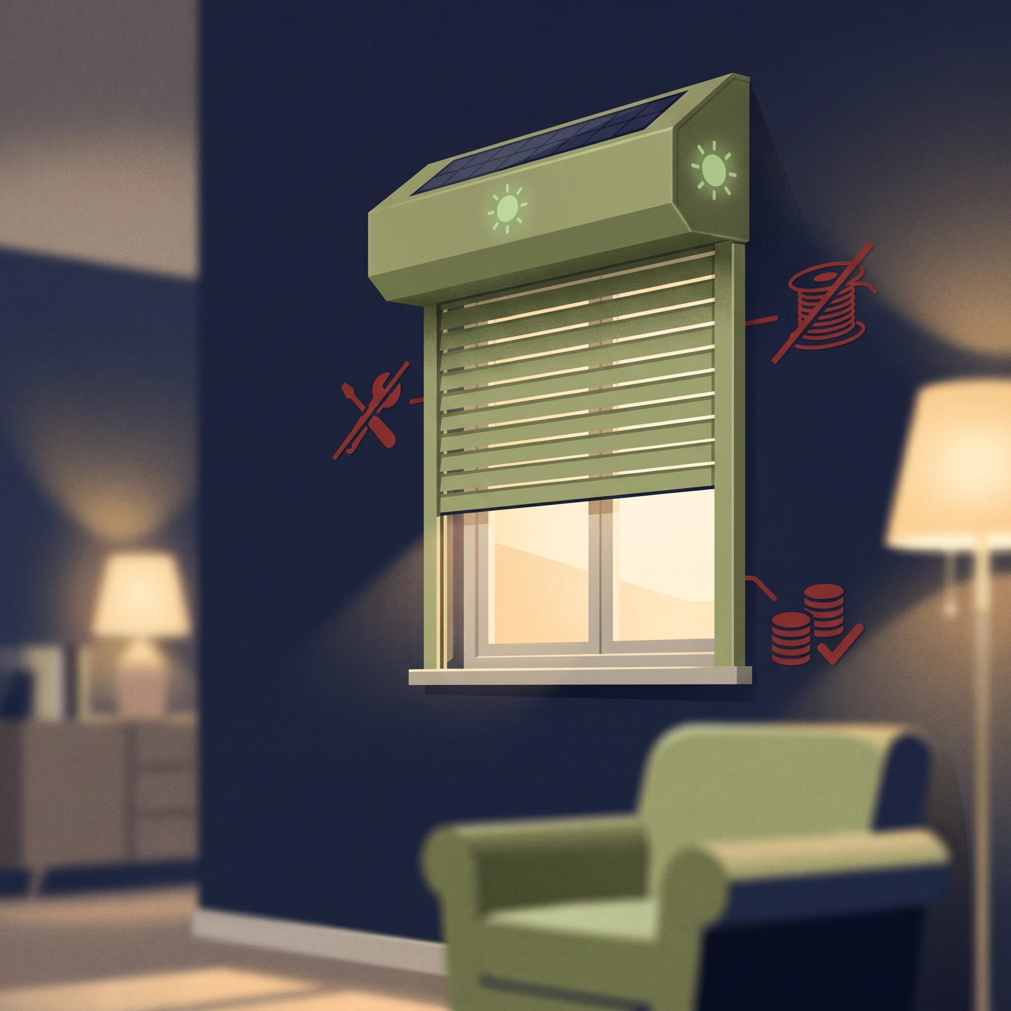 L'économie sur la pose d'un volet roulant solaire sans câblage