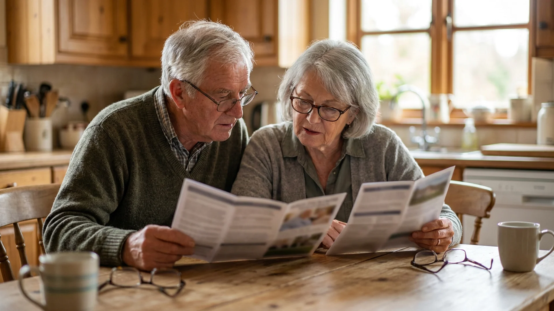 Couple senior compare volet solaire et volet electrique